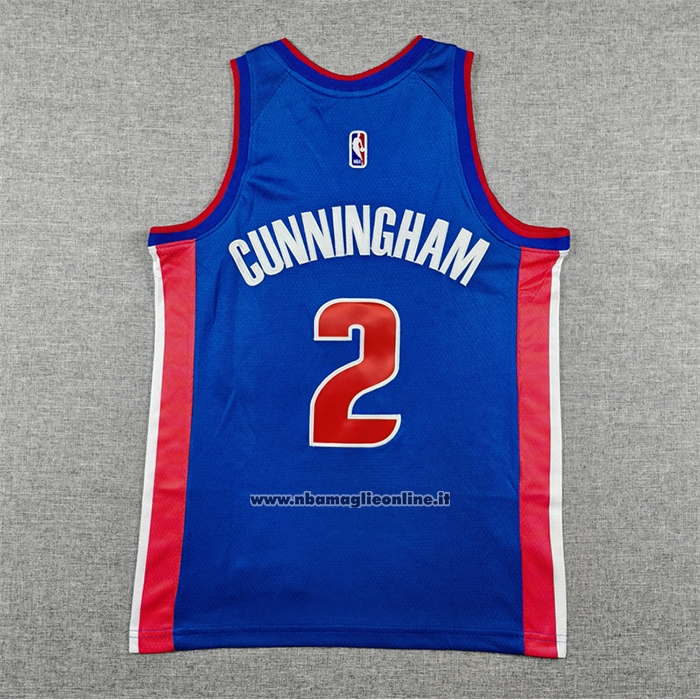 Maglia Bambino Detroit Pistons Cade Cunningham No 2 Icon 2025-26 Blu